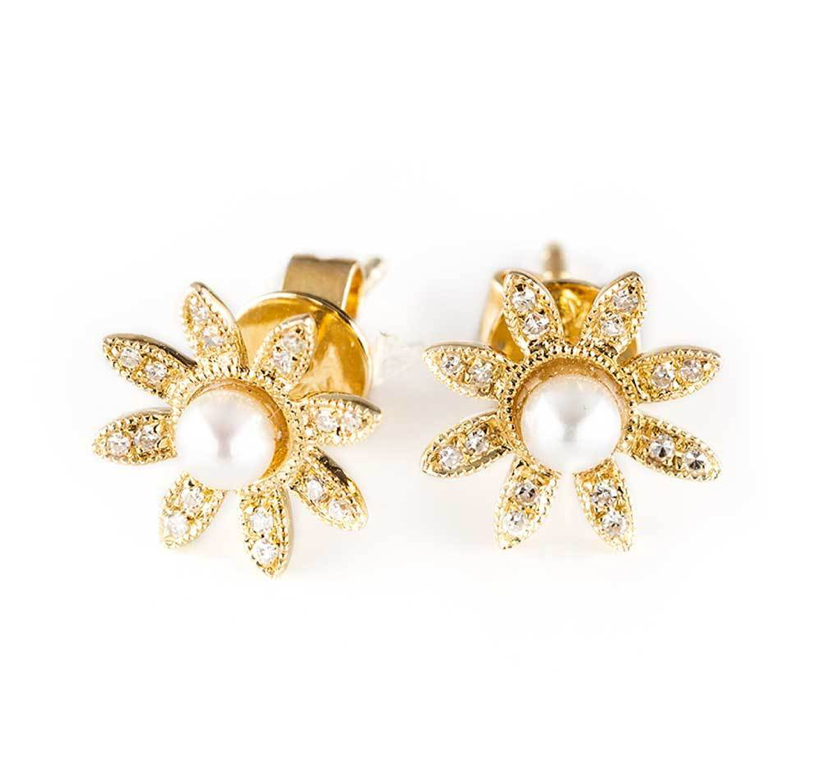 Pearl Daisy Stud - 14K YG