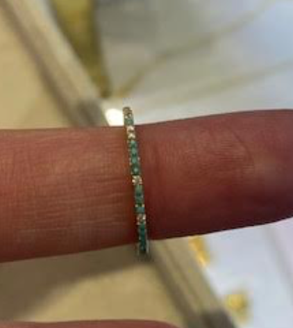 Turquoise and Diamond Eternity Band - 14K YG