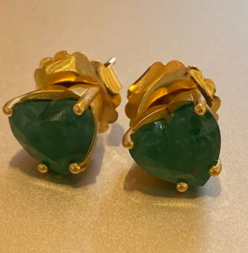 Love Studs YG w/ Emerald Hearts -18k EOKEM.752lp