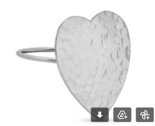 White Gold Hammered Heart Ring