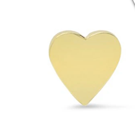 single yellow gold heart stud
