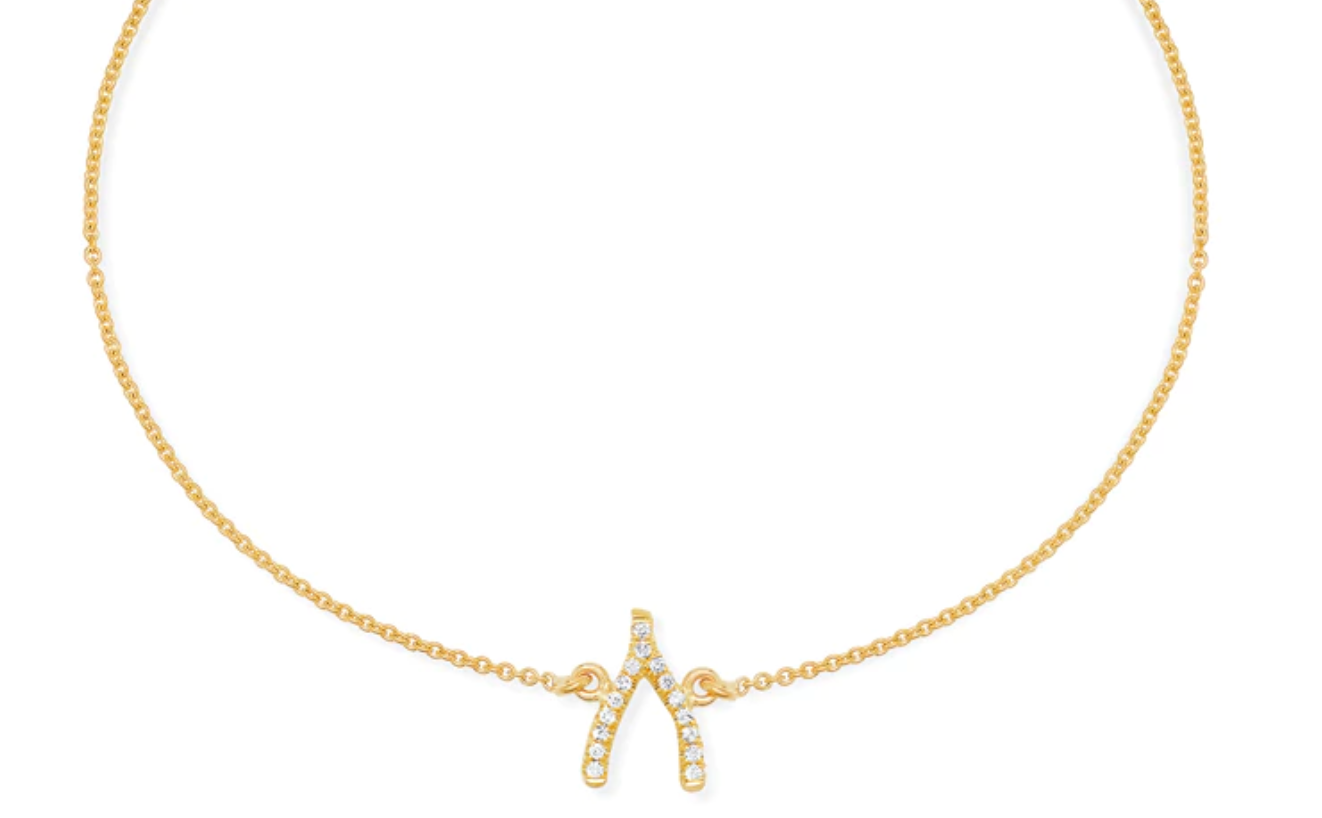 YG Wishbone Bracelet with Diamonds