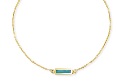 Turquoise Inlay Short Bar Bracelet