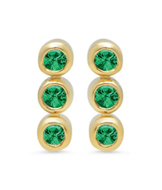 YG Emerald 3 Mini Bezel Studs - PAIR