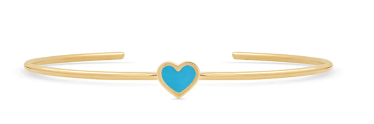 YG Extra Small Turquoise Inlay Heart Cuff Bracelet