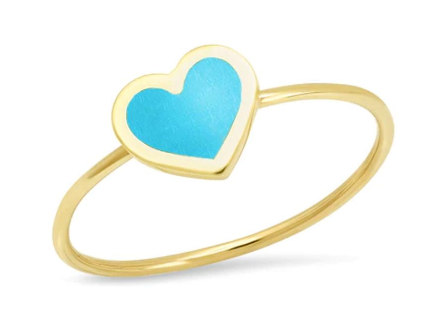 YG Mini Turquoise Inlay Heart Ring