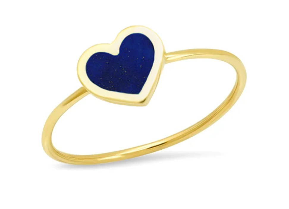 YG Mini Lapis Inlay Heart Ring