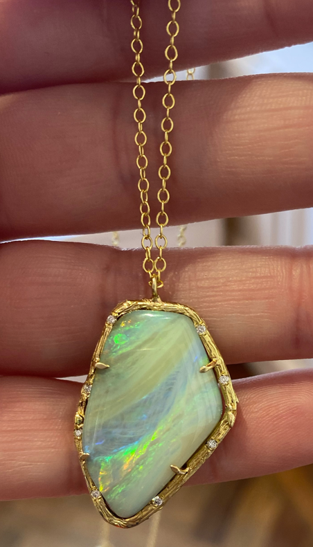 N-01 Opal Oblong Necklace