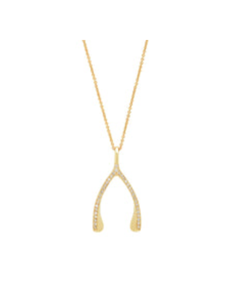 Wishbone Necklace with Diamonds 18K YG