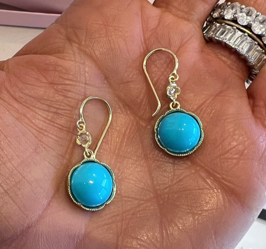Turquoise and Diamond Drop Earrings - E22KT.1.YG