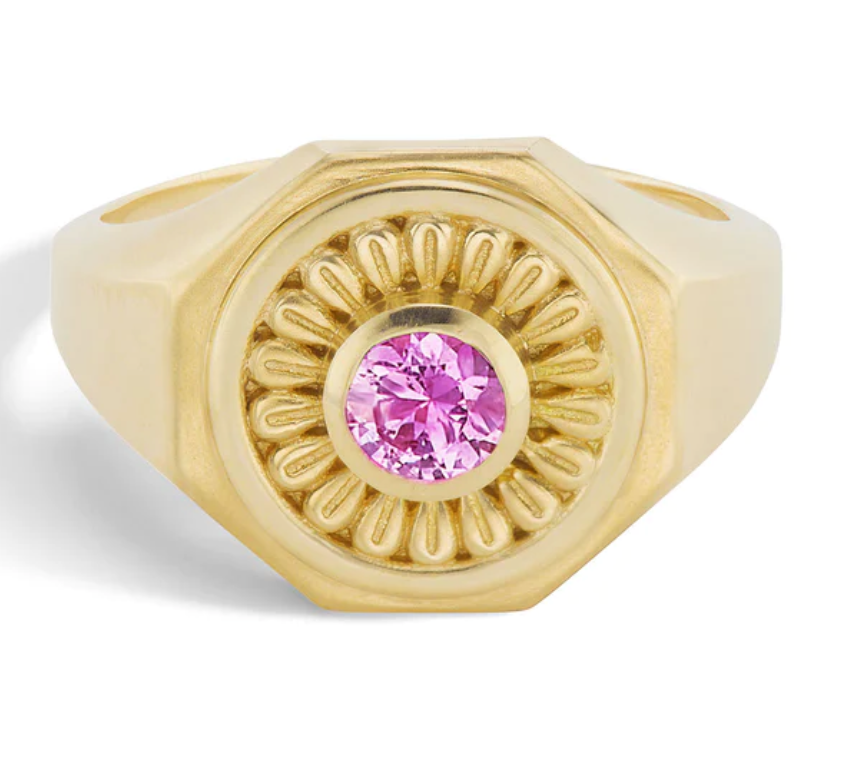 Mandala Signet Ring Pink Sapphire