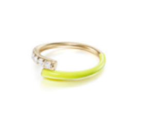 Lola Pinky Ring Yellow Enamel and Diamond size 3.5