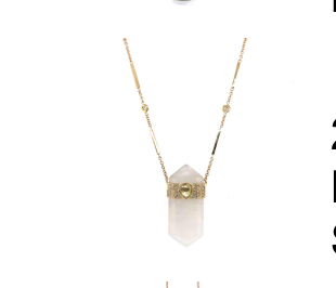 YG 4 ROW PAVE TEARDROP ROSE CUT CAP POINTED MOONSTONE CRYSTAL 4 DIA SMOOTH BAR NECKLACE