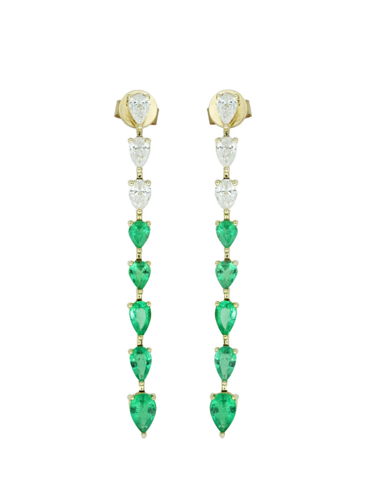 Pear Shaped Diamond and Emerald Dangles