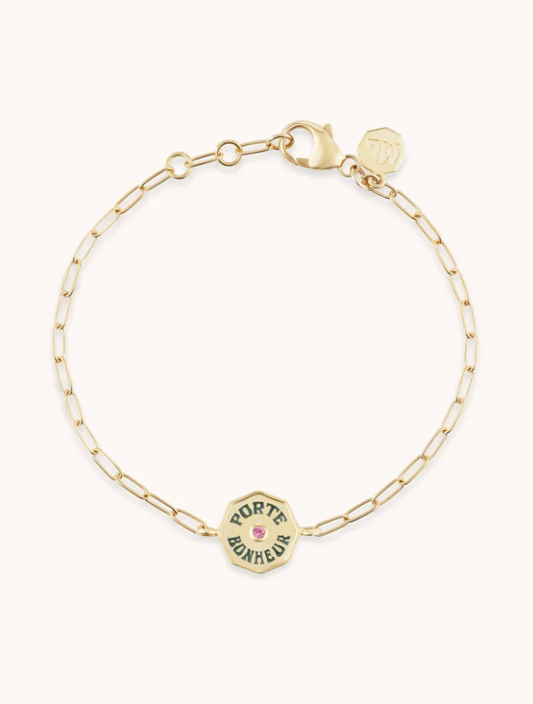 MARLO LAZ WEE PB BRACELET PINK TOURMALINE BLACK ENAMEL