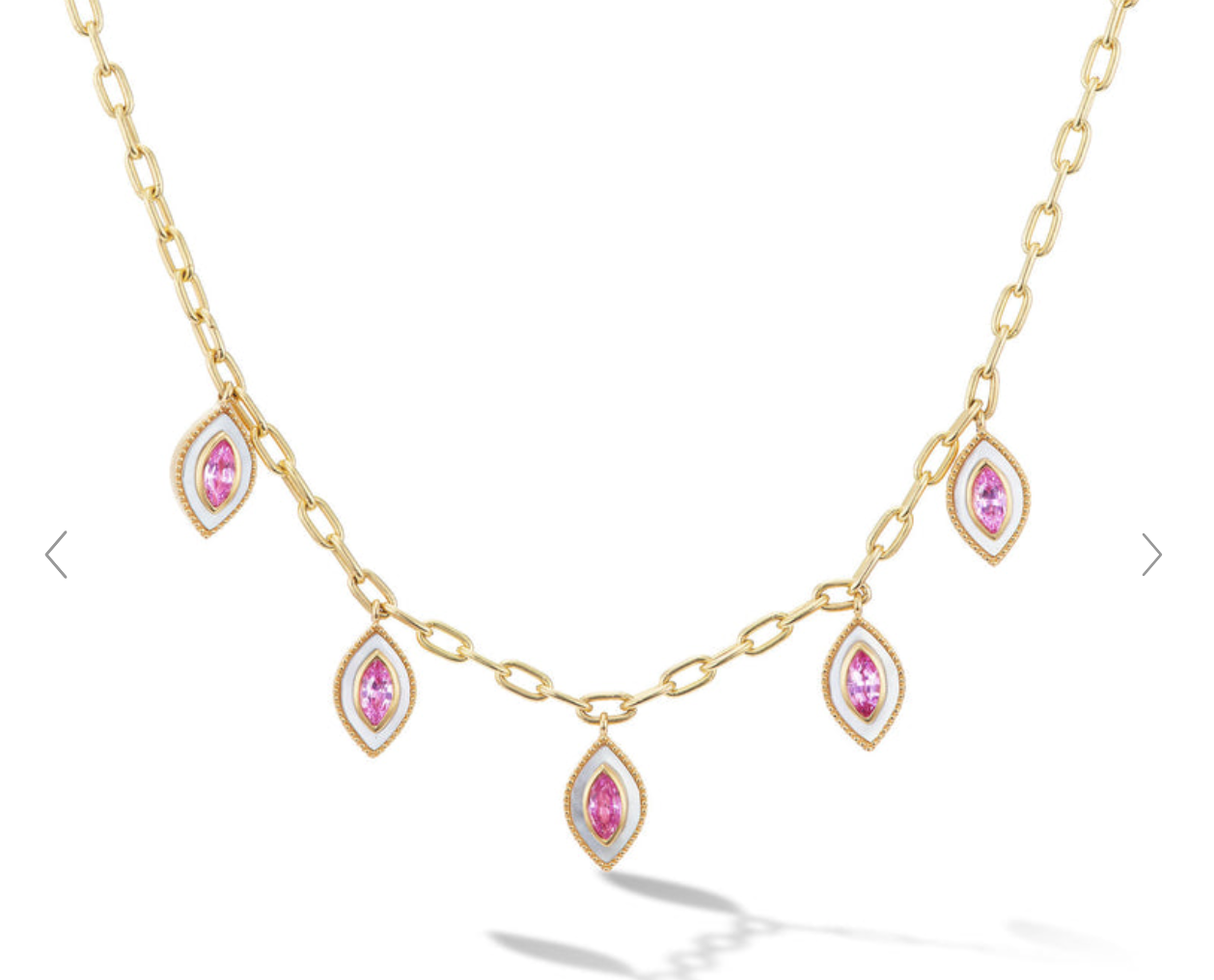 Marquise Eye Pendant Necklace Pink Sapphire