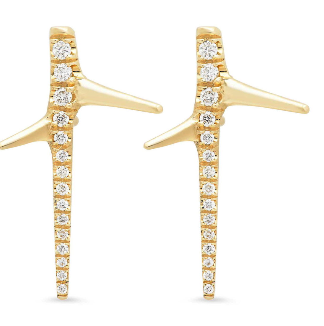 Thorn Studs - 14K Gold with Diamonds