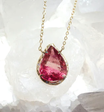 Pink Tourmaline Pear Necklace