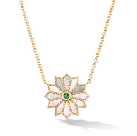 Mini Sacred Flower Necklace Emerald