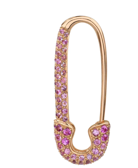 Pink Sapphire Safety Pin Earring