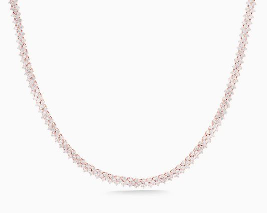 Chevron Tennis Necklace 14K Rose Gold