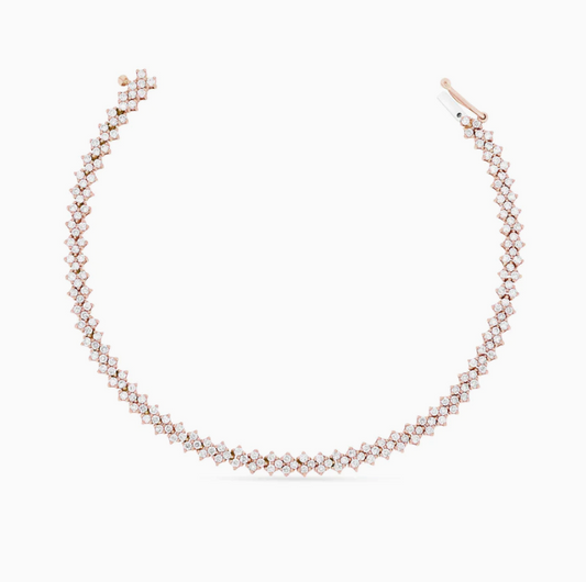 Chevron Tennis Bracelet Rose Gold
