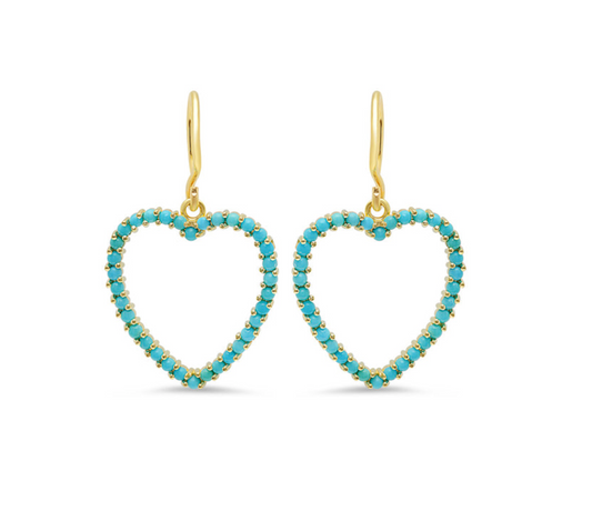 Turquoise Open Heart Drop Earrings