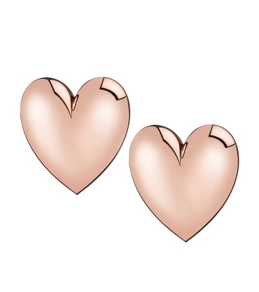 Puffy Heart Earrings Pink Rose