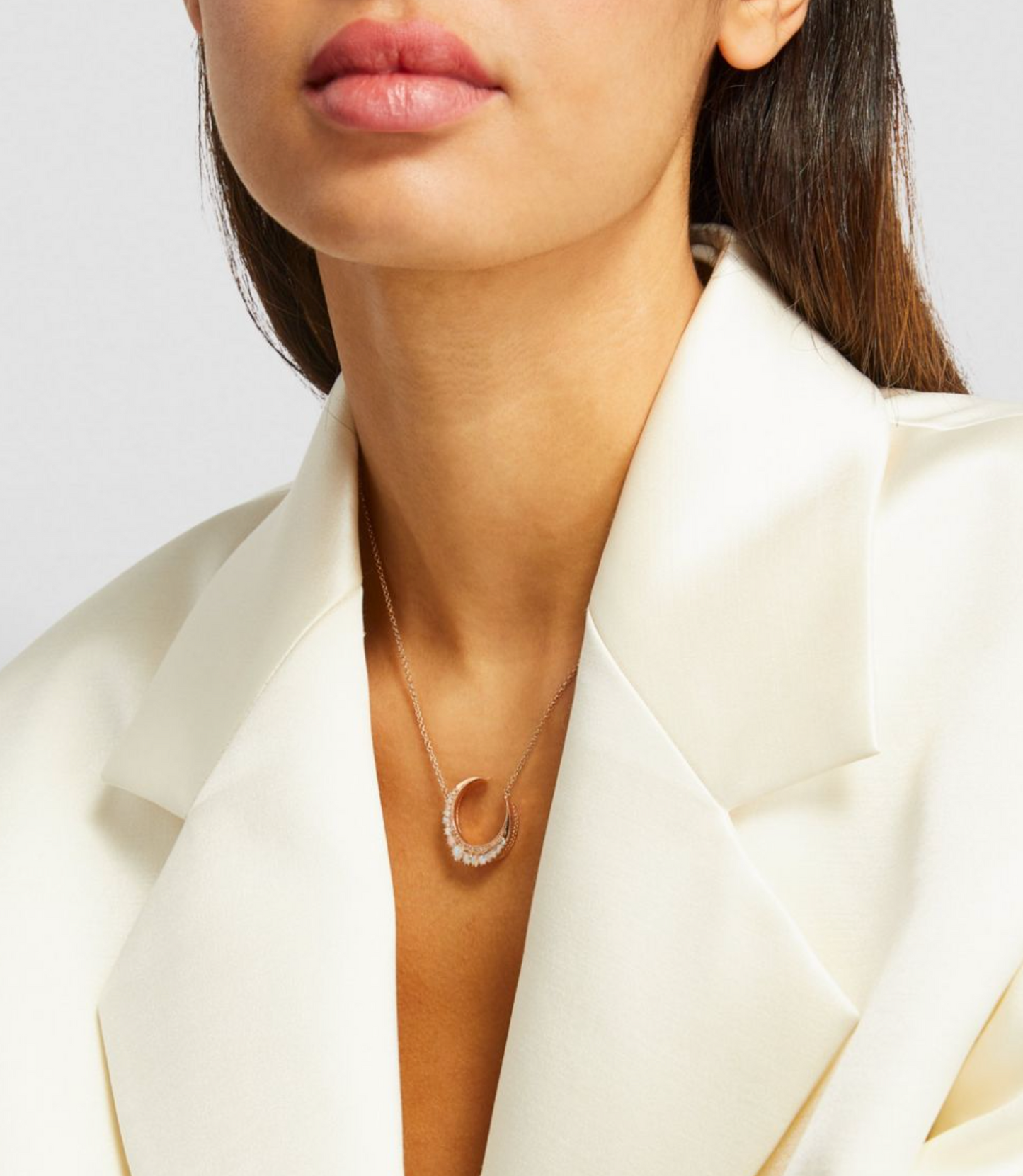 Opal crescent moon necklace deals