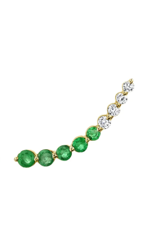 Floating Diamond and Emerald Earring