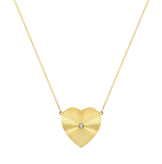 Large '70s Heart Necklace with Diamond Accent
