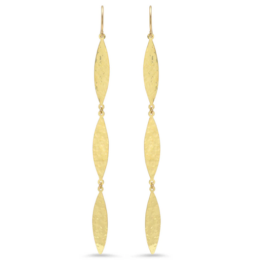 Hammered 3 Marquise Drop Earrings