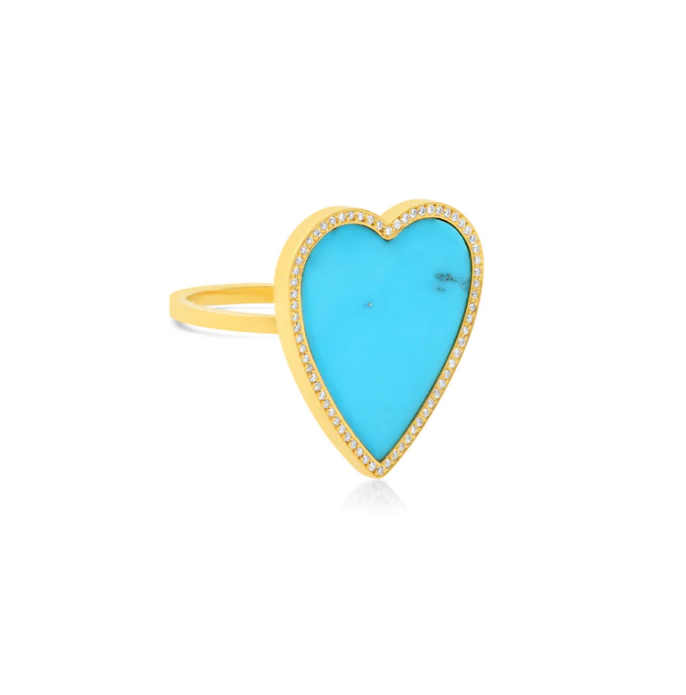 Turquoise Inlay Heart Ring with Diamonds