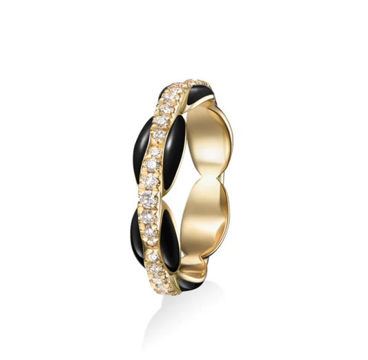 Ada Ring with Black Enamel & Diamonds