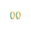 Yellow Gold Turquoise Mini Huggies