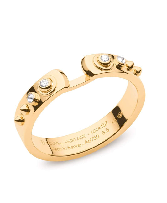 Yellow Gold/ Diamond Stud RIng: Brunch in NY-7.5