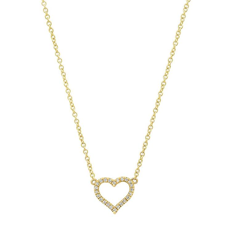 Diamond Small Open Heart Necklace-18k