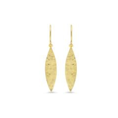18K YELLOW GOLD HAMMERED MARQUIS 1-DROP EARRINGS