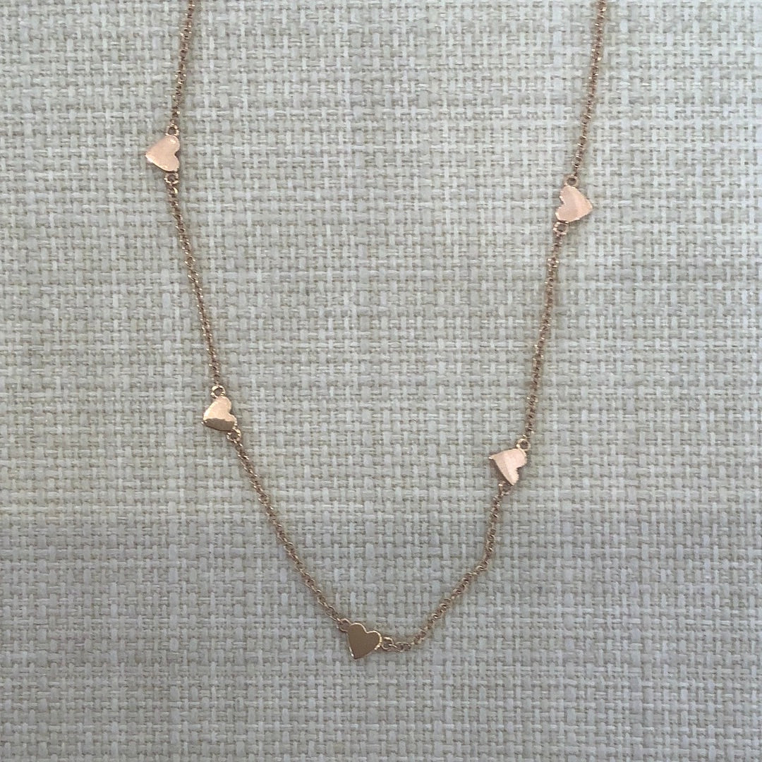 rose gold multiple heart necklace