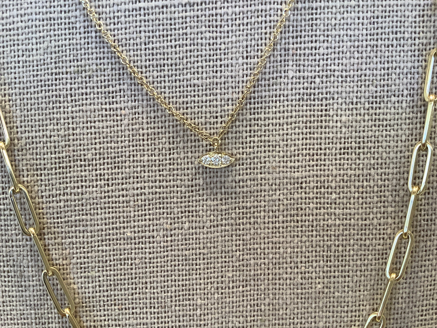 Petite Evil Eye Necklace - 14k Gold / Diamonds