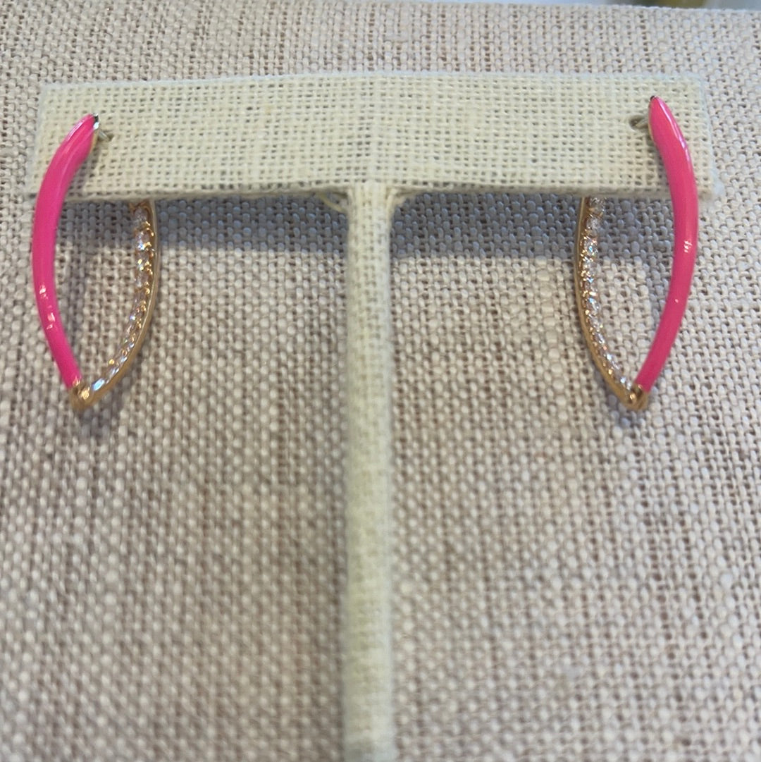 Cristina Earring Medium: 18k pink gold with diamonds (0.57 tcw) and neon pink enamel