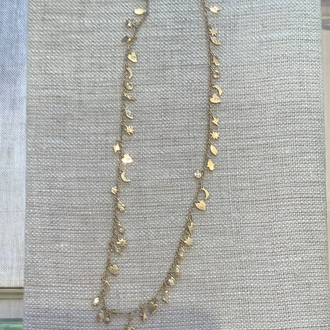 yellow gold charm necklace