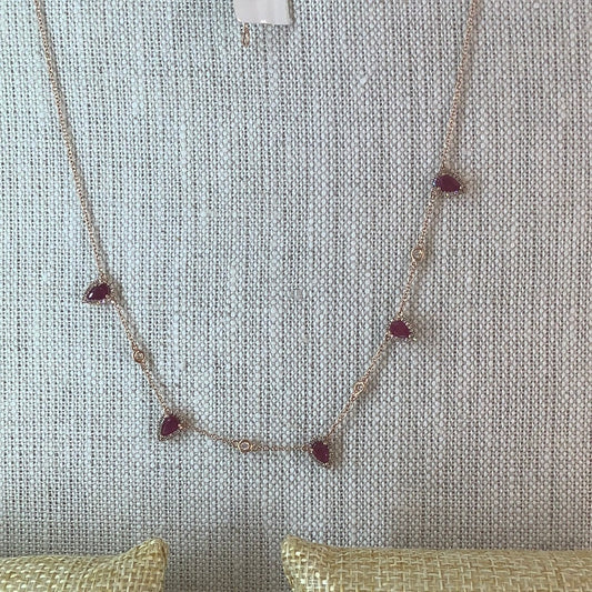 rose gold diamond ruby necklace