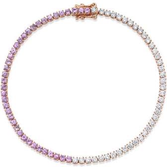 Hepburn Bracelet Half Diamond Half Pink Sapphire Bracelet